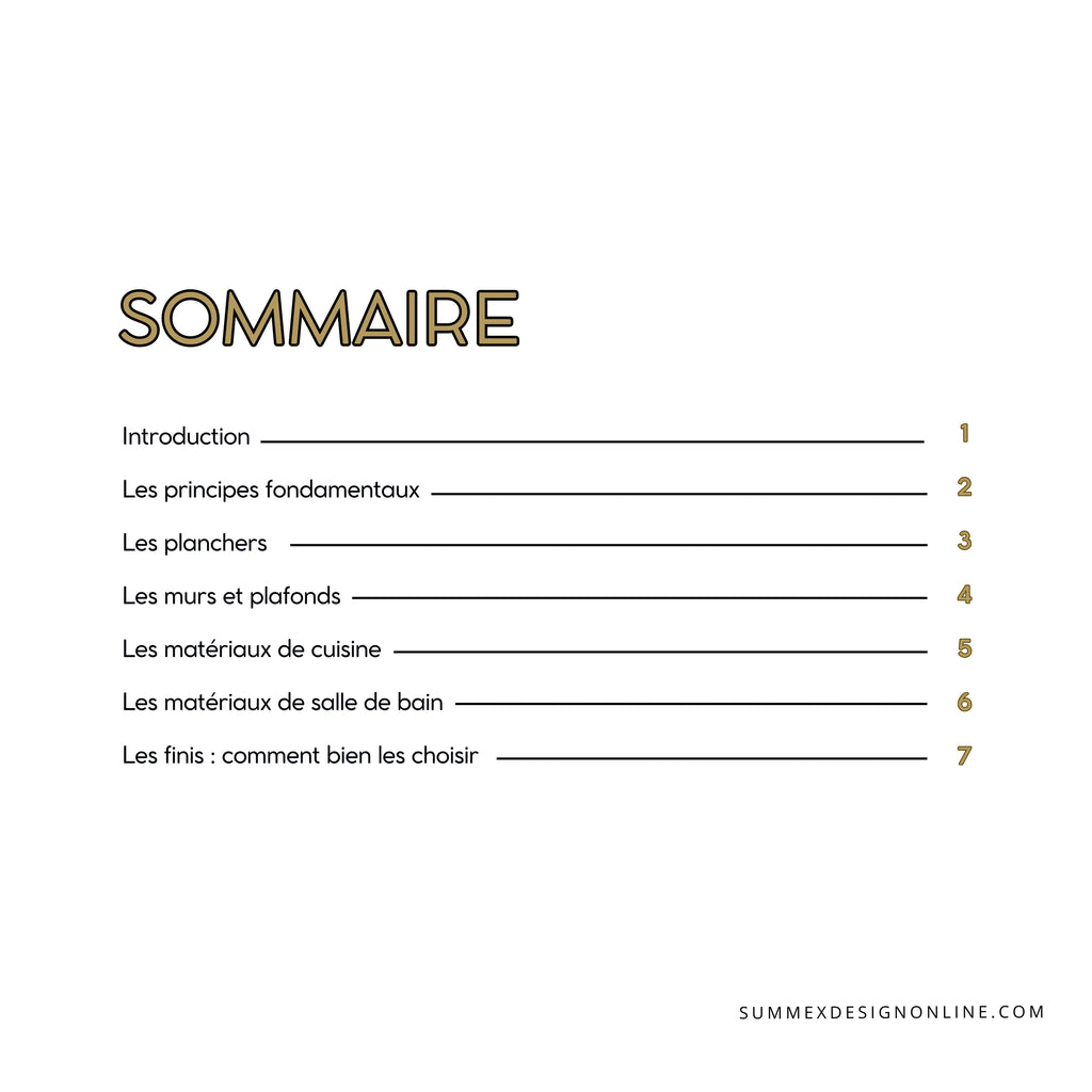 Guide complet - Matériaux et finis, faire les bons choix en rénovation Summexdesignonline