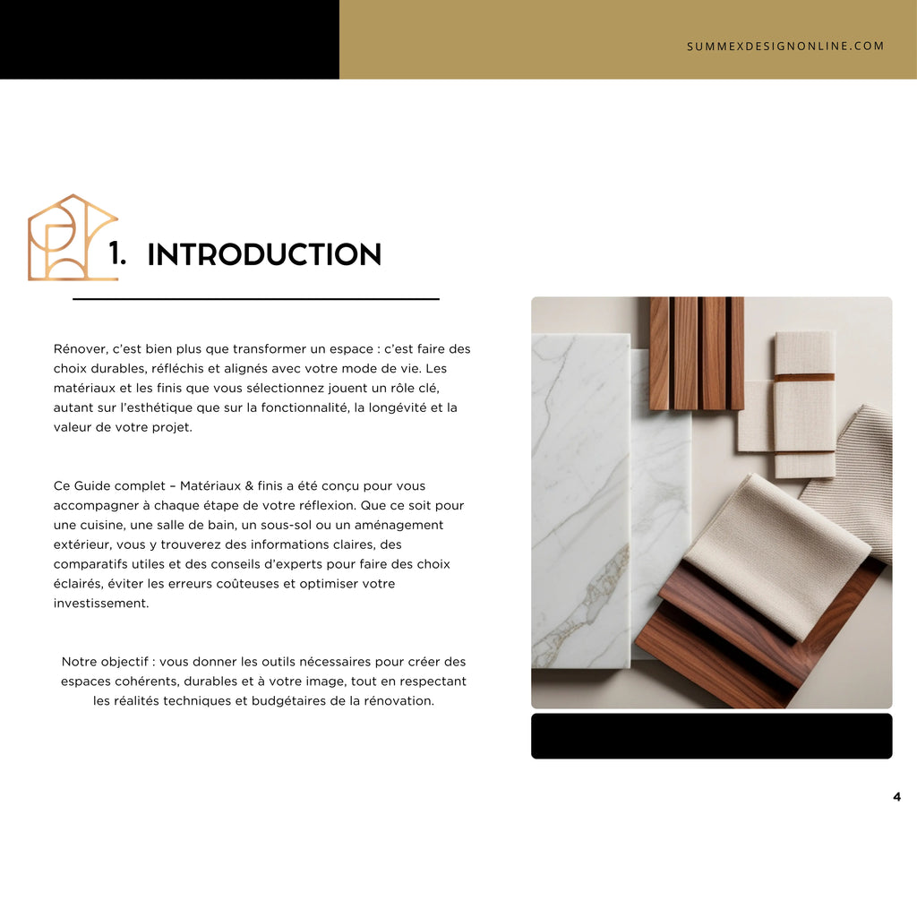 Guide complet - Matériaux et finis, faire les bons choix en rénovation Summexdesignonline